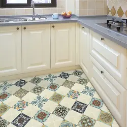 Inexpensive floor tiles for the kitchen photo