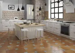 Inexpensive floor tiles for the kitchen photo