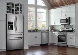 Кухня С Холодильником Серого Цвета Фото