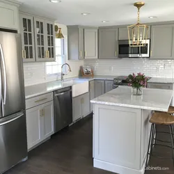 Kitchen With Gray Refrigerator Photo