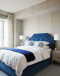 Beige blue bedroom photo
