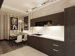 Dark Floor Kitchen Living Room Design