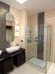 Photo of a bathroom with a toilet and a shower corner