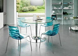 Kitchen interior with glass table photo