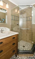 Tiles in the bathroom with shower corner photo