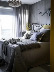 Маленькая спальня ў шэрым колеры дызайн