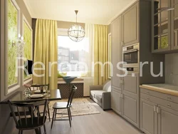 Интерьер кухни с балконом и диваном фото