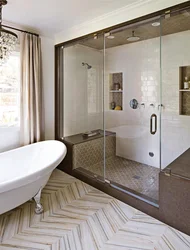 Bathtub And Shower Corner In One Bathroom Photo