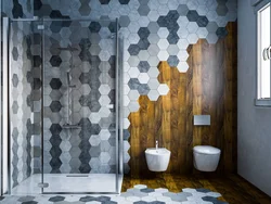 Honeycomb tiles for the bathroom in the interior