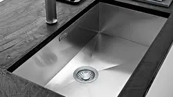 Stainless steel sinks for the kitchen under the countertop, mortise photos