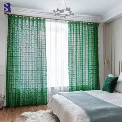 Curtains for the bedroom green photo