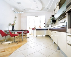 Combined Flooring Kitchen Living Room Design
