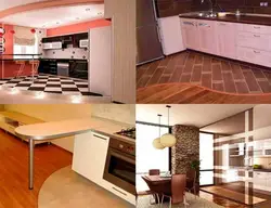 Combined Flooring Kitchen Living Room Design