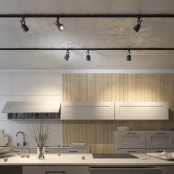 Ceiling spots in the kitchen interior