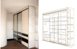 Кіріктірілген гардеробтар өлшемдері бар кіреберістегі фото дизайн
