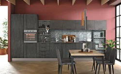Graphite kitchen with wood in the interior