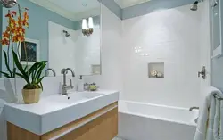 Bathroom interior with half tiles