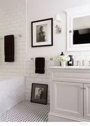 Bathroom interior with half tiles