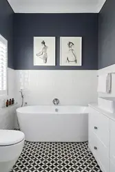 Bathroom Interior With Half Tiles