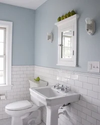 Bathroom Interior With Half Tiles