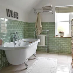 Bathroom interior with half tiles