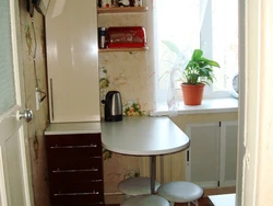 Table in a small kitchen design photo Khrushchev