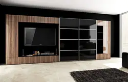 Built-in furniture for the living room in a modern style photo design