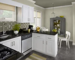 Gray kitchen with white apron interior