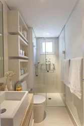 Rectangular bathroom design with shower