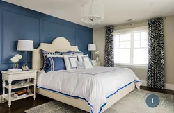 Bedroom Interior In Beige And Blue Tones