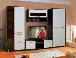 Wall In The Living Room With A Wardrobe For Clothes And Linen Photo