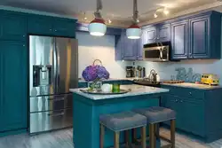 Сине зеленая кухня в интерьере