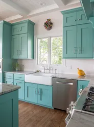 Blue-Green Kitchen In The Interior