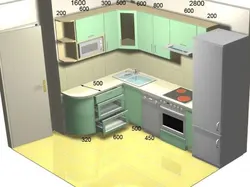 Дизайн кухни 2 на 2 5 с холодильником