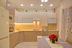 What color goes with milky color in the kitchen interior