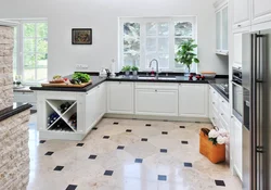 Porcelain tiles in the kitchen photo