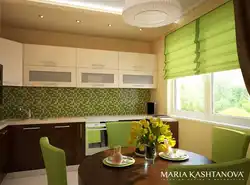 Green kitchens with beige interior photo