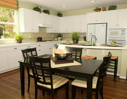 Kitchen design with white table