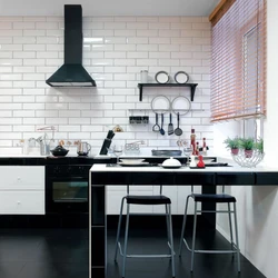 Ceramic tiles on the walls in the kitchen photo