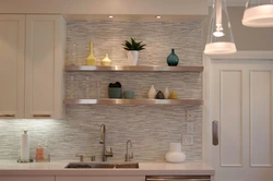 Ceramic tiles on the walls in the kitchen photo