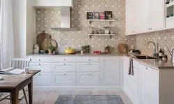 Ceramic tiles on the walls in the kitchen photo