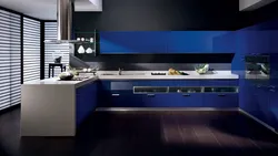 Черно синяя кухня фото