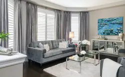 Living room interior wallpaper and curtains