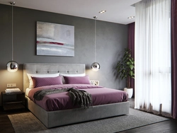 Gray wall in the bedroom interior combination