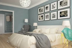 Gray Wall In The Bedroom Interior Combination