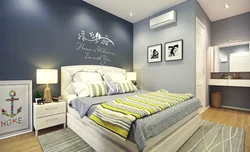 Gray Wall In The Bedroom Interior Combination