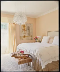 Color combination in the bedroom interior peach