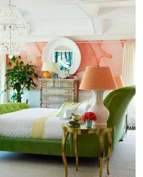 Color combination in the bedroom interior peach