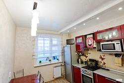 Дизайн натяжного потолка на кухне 9 кв м