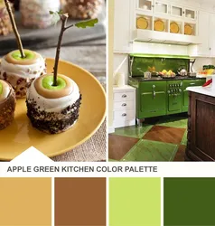 Combination Of Green With Other Colors In The Kitchen Interior